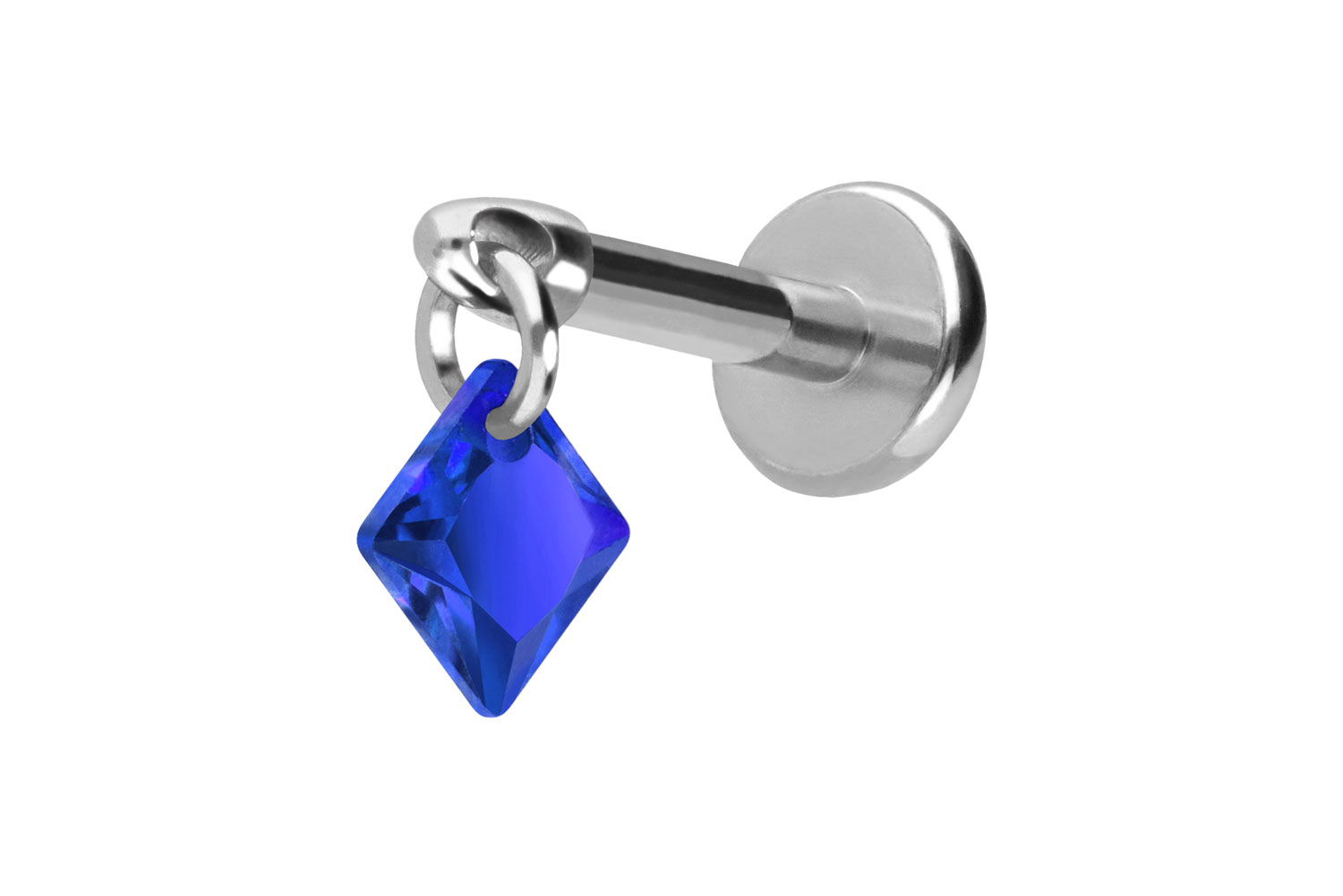 Titan Labret Piercing mit Push Fit KRISTALLQUADRAT